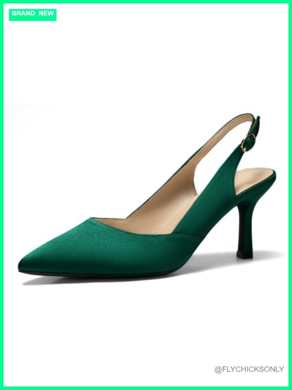 Womens Slingback Kitten Heels Closed Pointed Toe Pumps Dress Shoes
